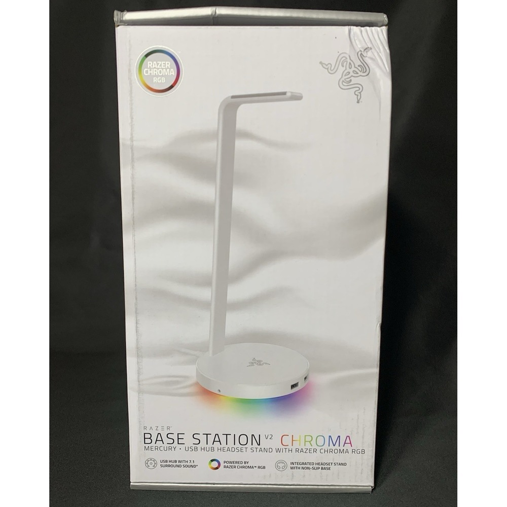 NEW Razer Base‎ Station V2 Chroma Mercury White USB Hub Headset Stand RGB